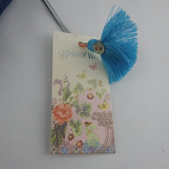 New Johnny Was Paradisio Quilted Denim Makeup Bag with Butterflies & Tassles - Picture 11 of 13